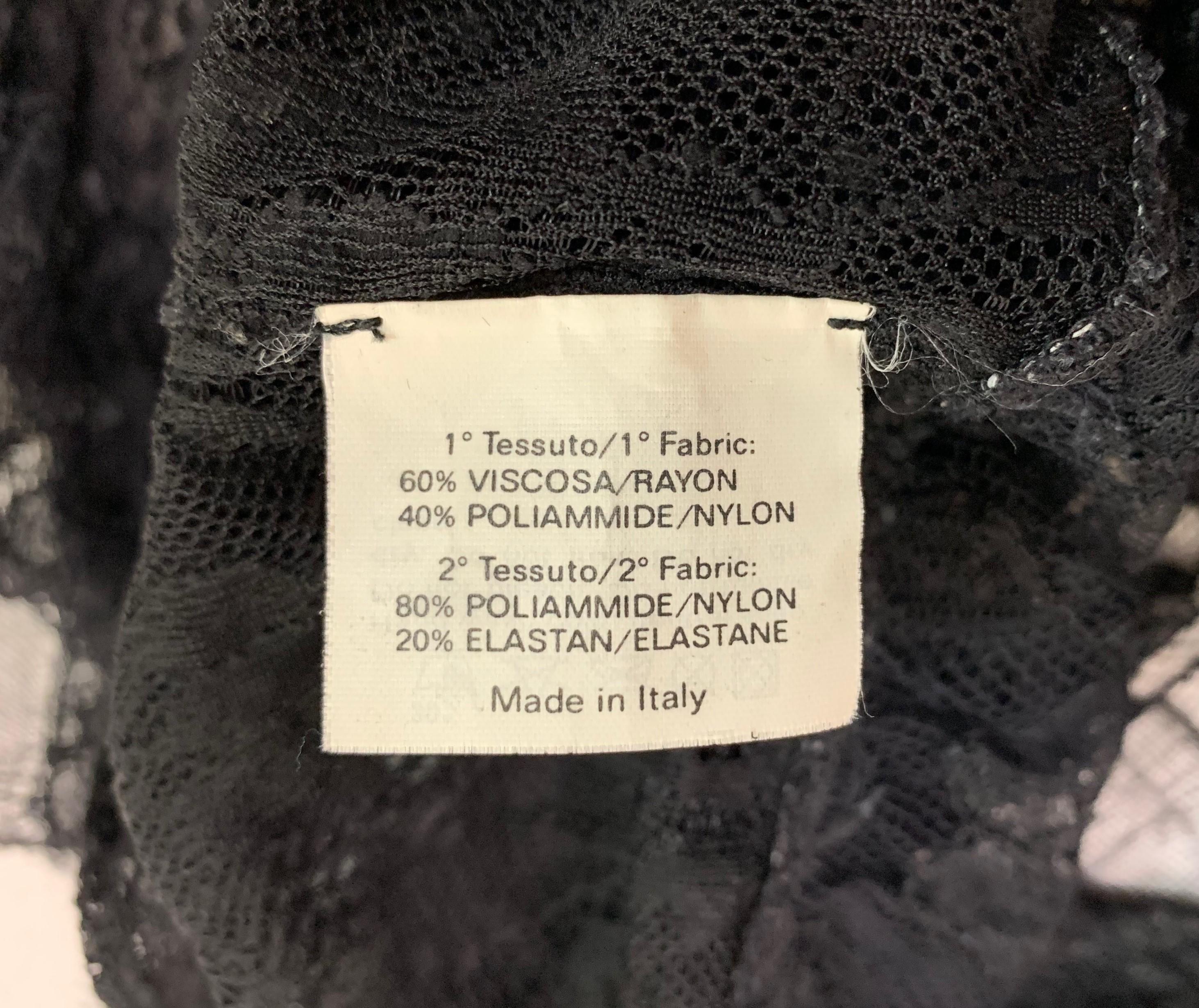 Women's F/W 2003 Yves Saint Laurent Tom Ford Runway Sheer Black Lace Butterfly Crop Top