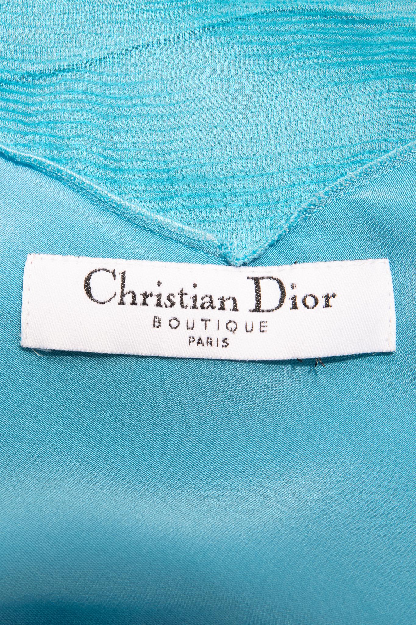 c. 2004 Christian Dior by John Galliano Baby Blue Silk Chiffon Gown 2