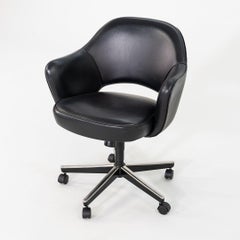 C. 2004 Eero Saarinen for Knoll Executive Desk Chairs w/ Arms in Black Leather