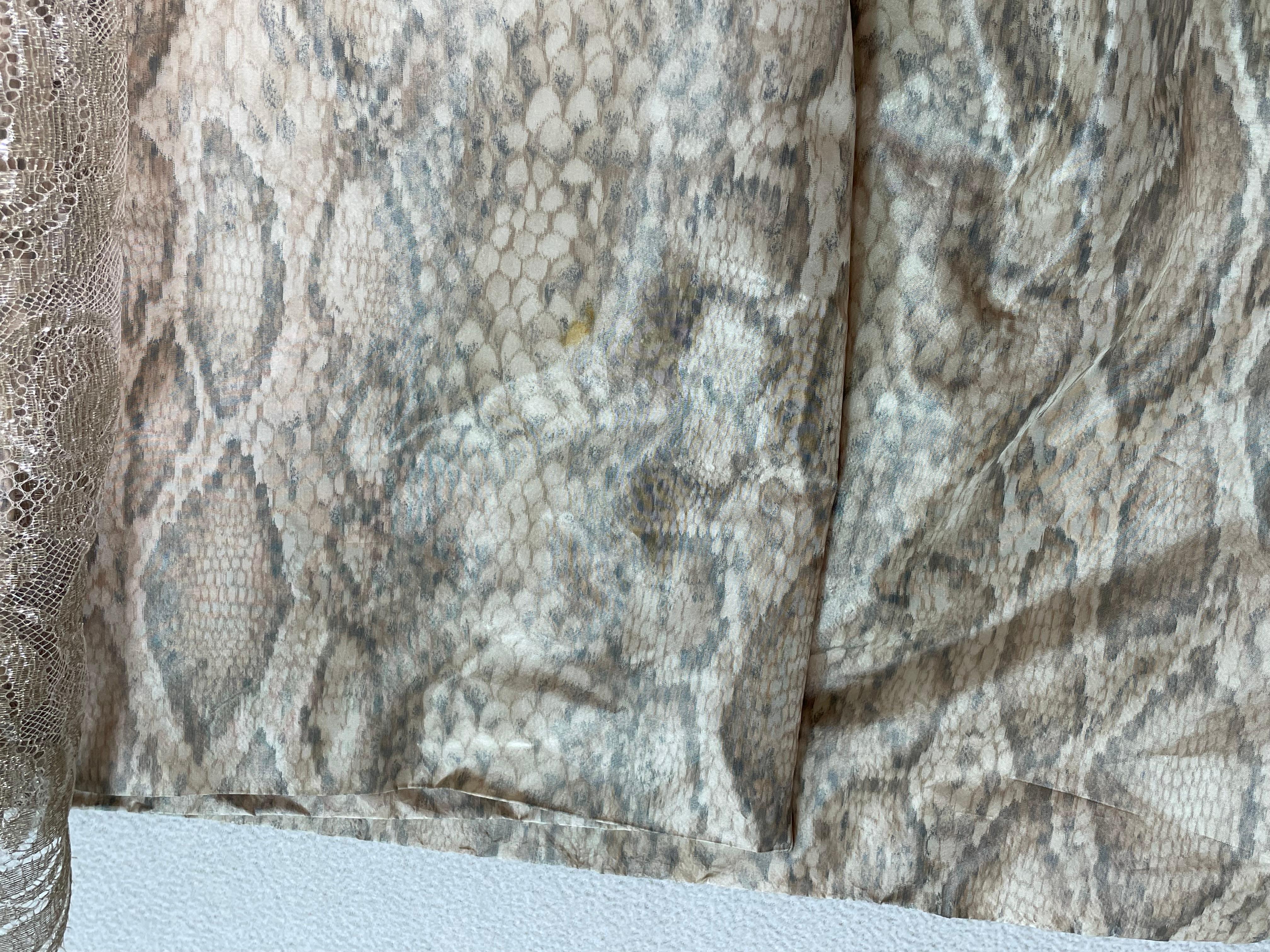 Women's C 2005 Roberto Cavalli Attributed Gold Snakeskin Print Lace Crinoline Maxi Skirt