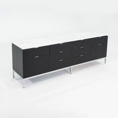 C. 2006 Florence Knoll Credenza with White Marble Top and Ebonized Wood