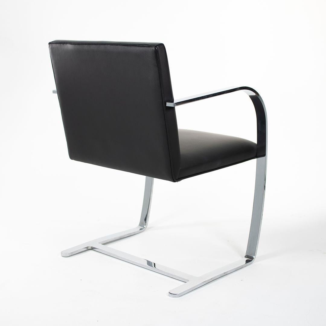 Modern C. 2006 Mies van der Rohe for Knoll Brno Dining Arm Chair Black Leather