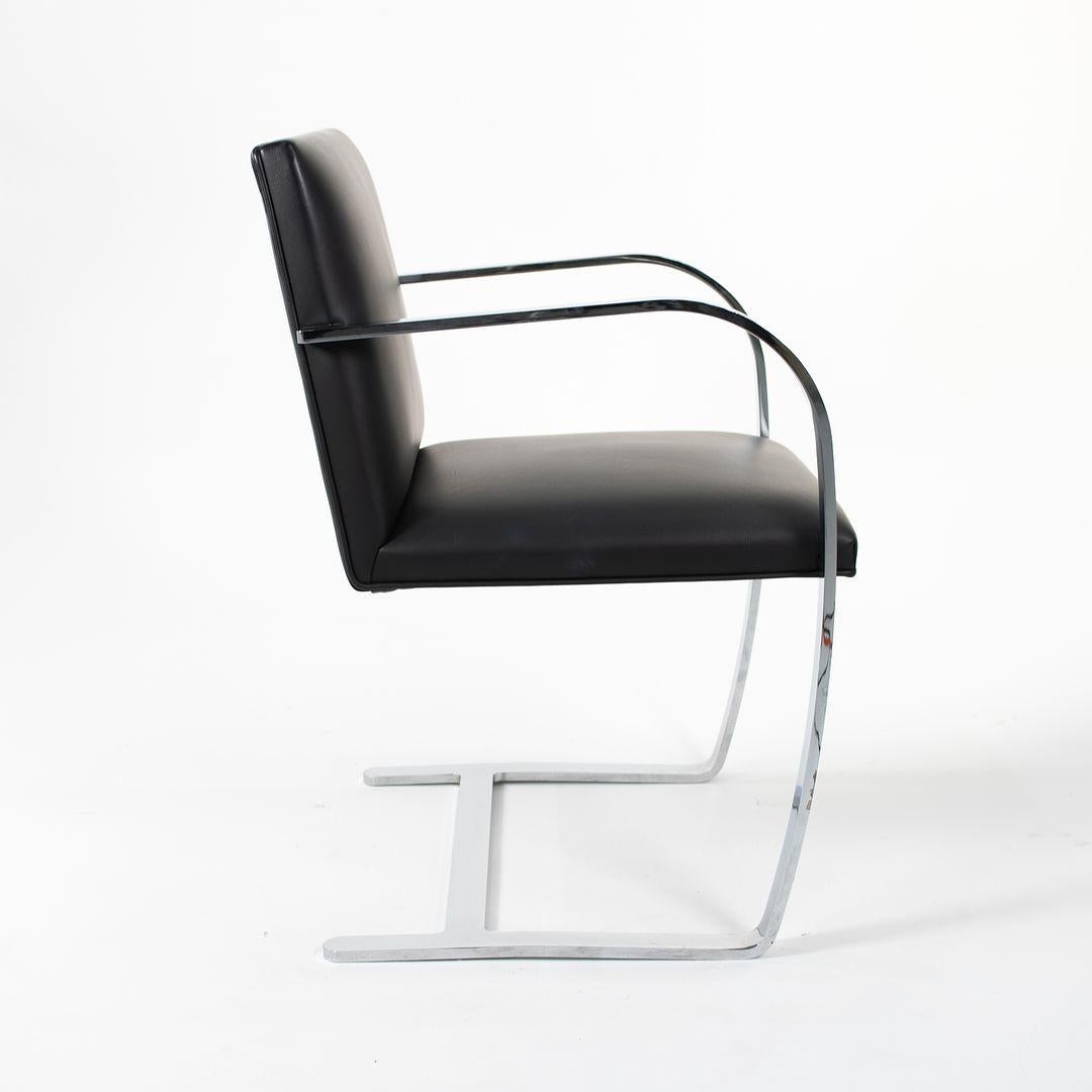 American C. 2006 Mies van der Rohe for Knoll Brno Dining Arm Chair Black Leather