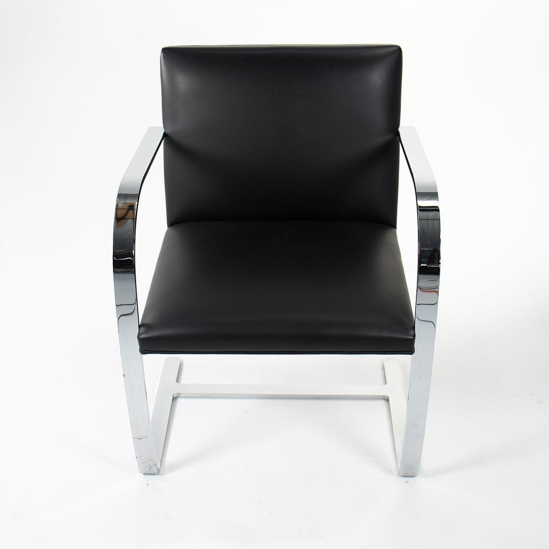 C. 2006 Mies van der Rohe for Knoll Brno Dining Arm Chair Black Leather In Good Condition In Philadelphia, PA