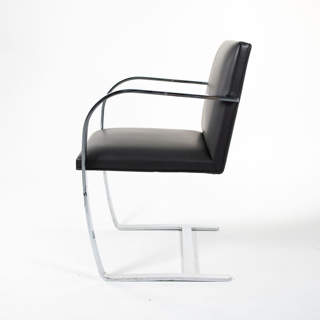 Steel C. 2006 Mies van der Rohe for Knoll Brno Dining Arm Chair Black Leather