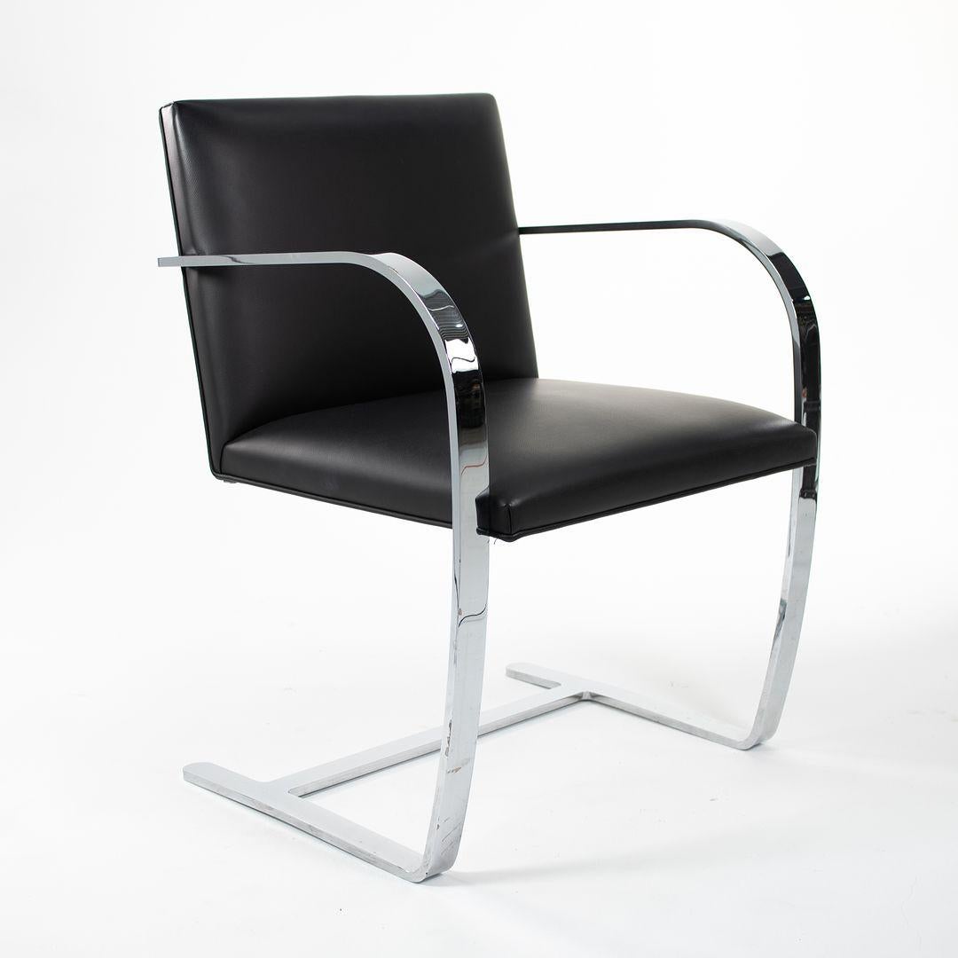 C. 2006 Mies van der Rohe for Knoll Brno Dining Arm Chair Black Leather 1
