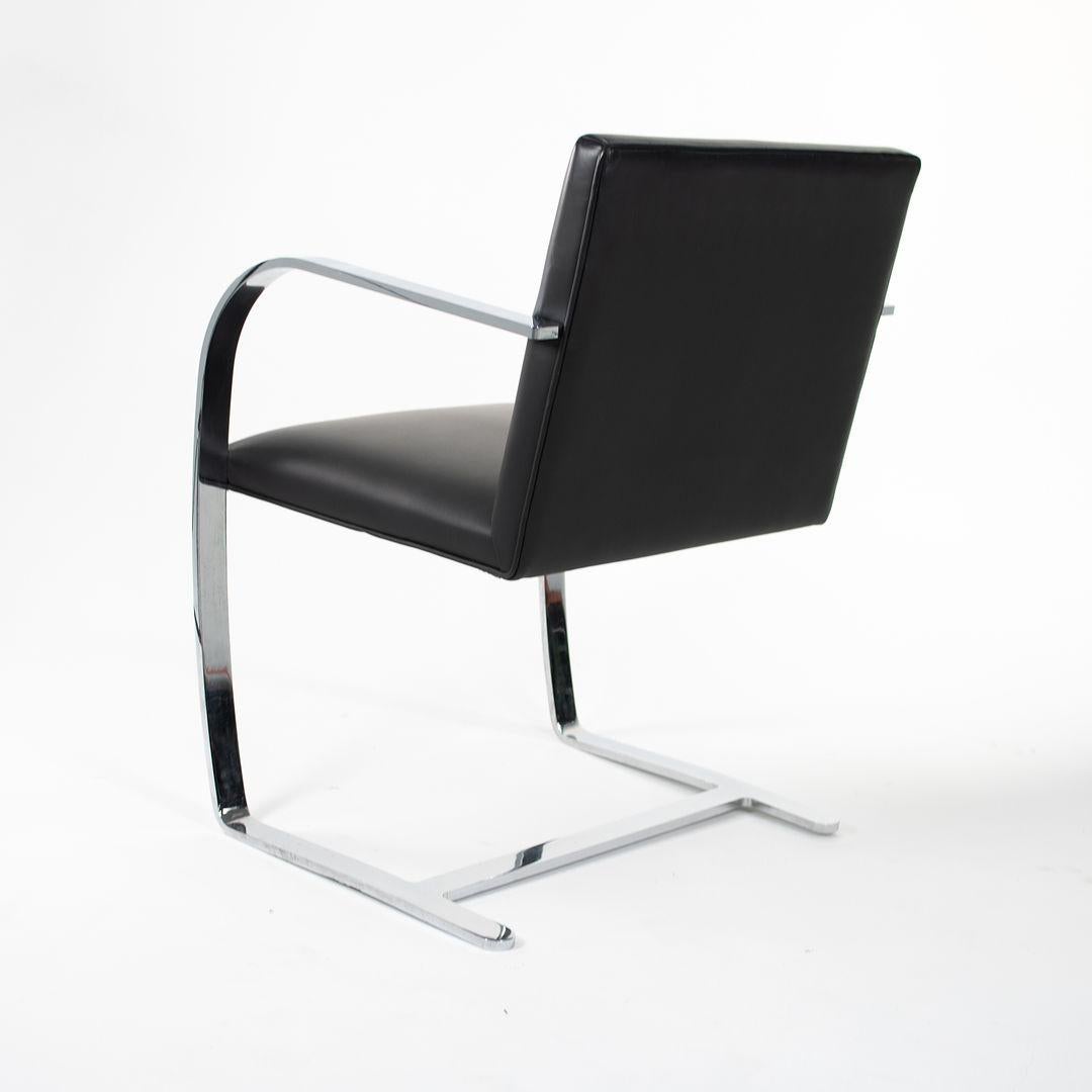 C. 2006 Mies van der Rohe for Knoll Brno Dining Arm Chair Black Leather 2