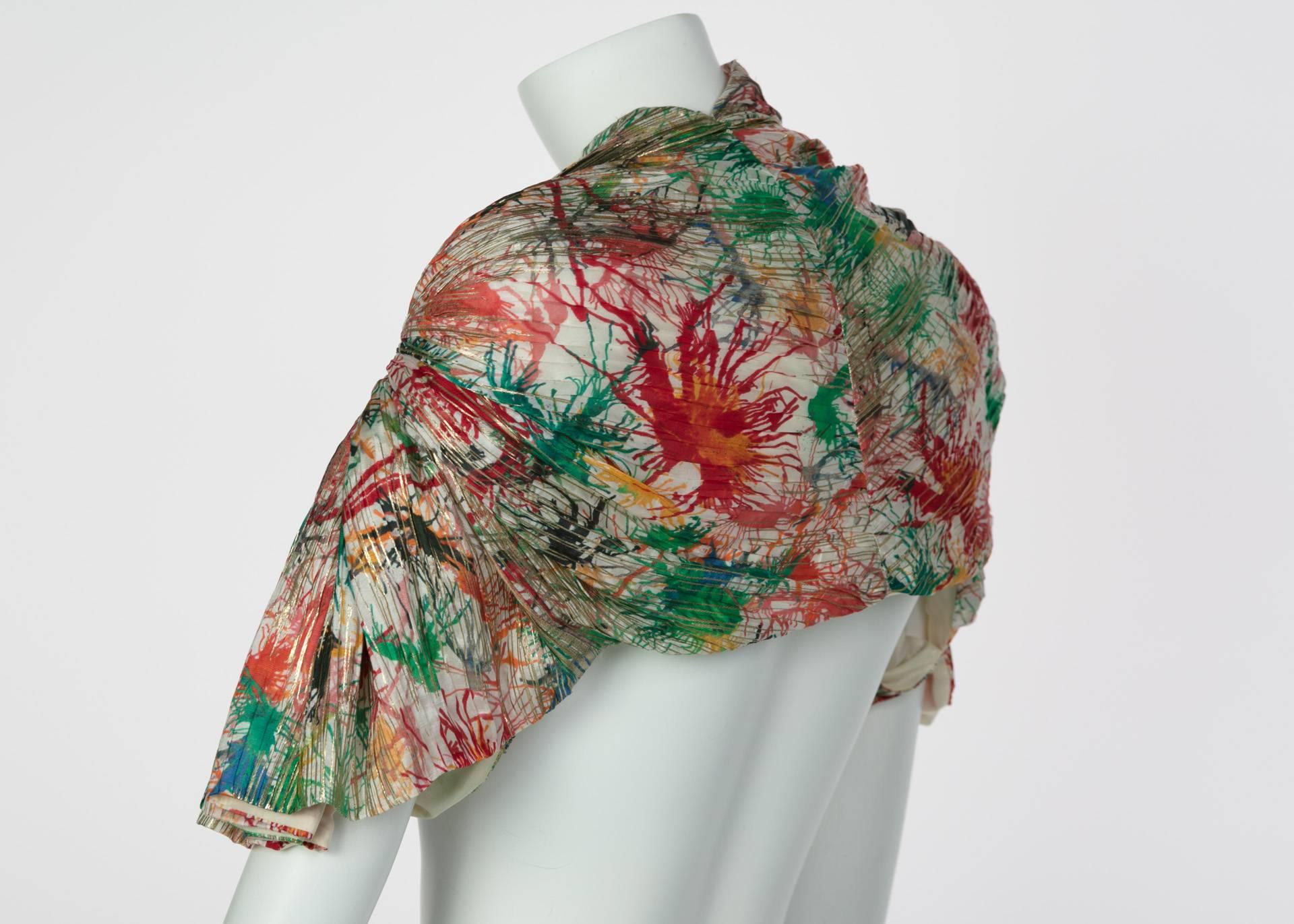 Men's Zac Posen Splash Paint Multicolored Print Silk Lamè Bolero Jacket, 2006