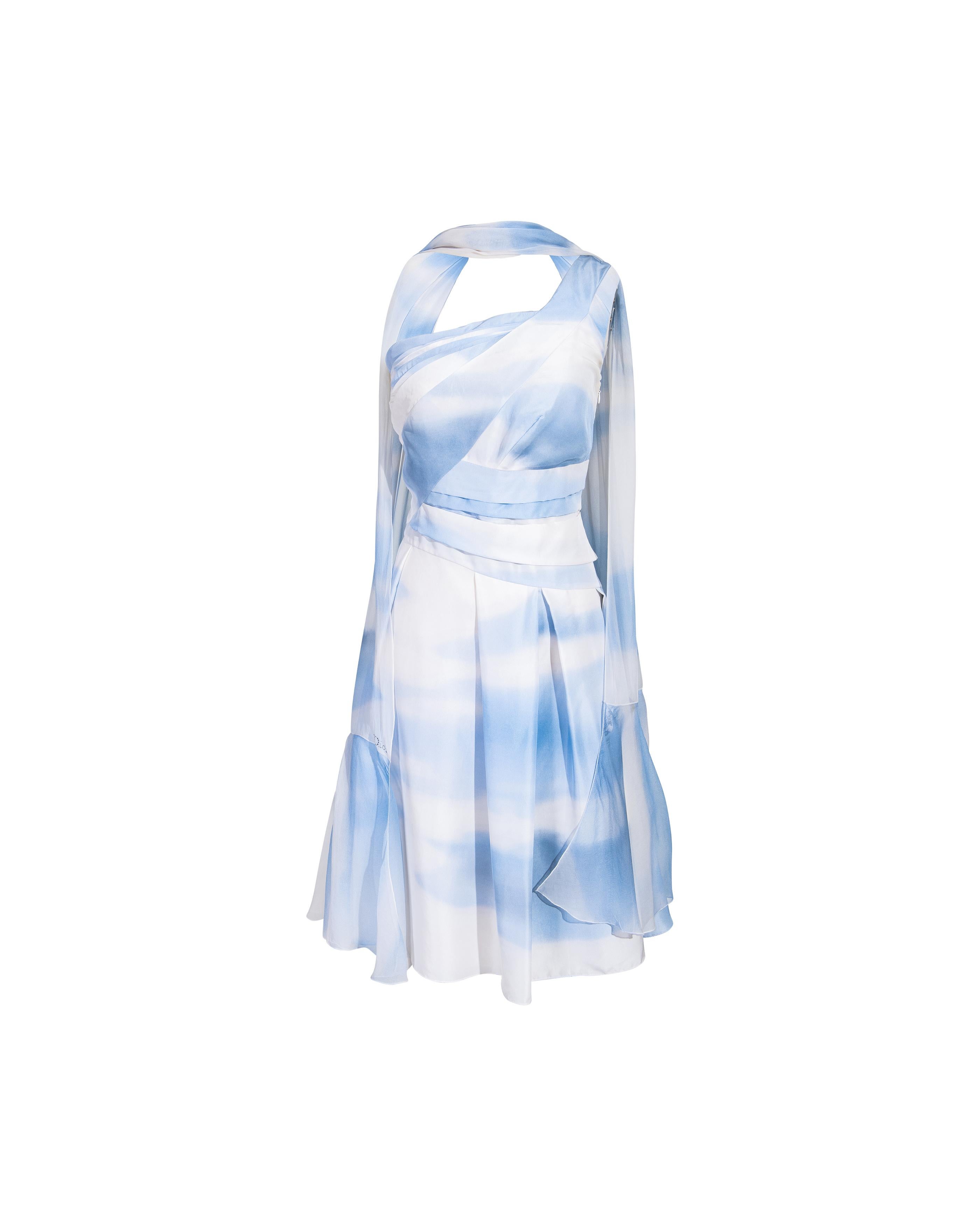 c. 2007 Christian Dior by John Galliano Cloud Print Silk Dress and Stole 3