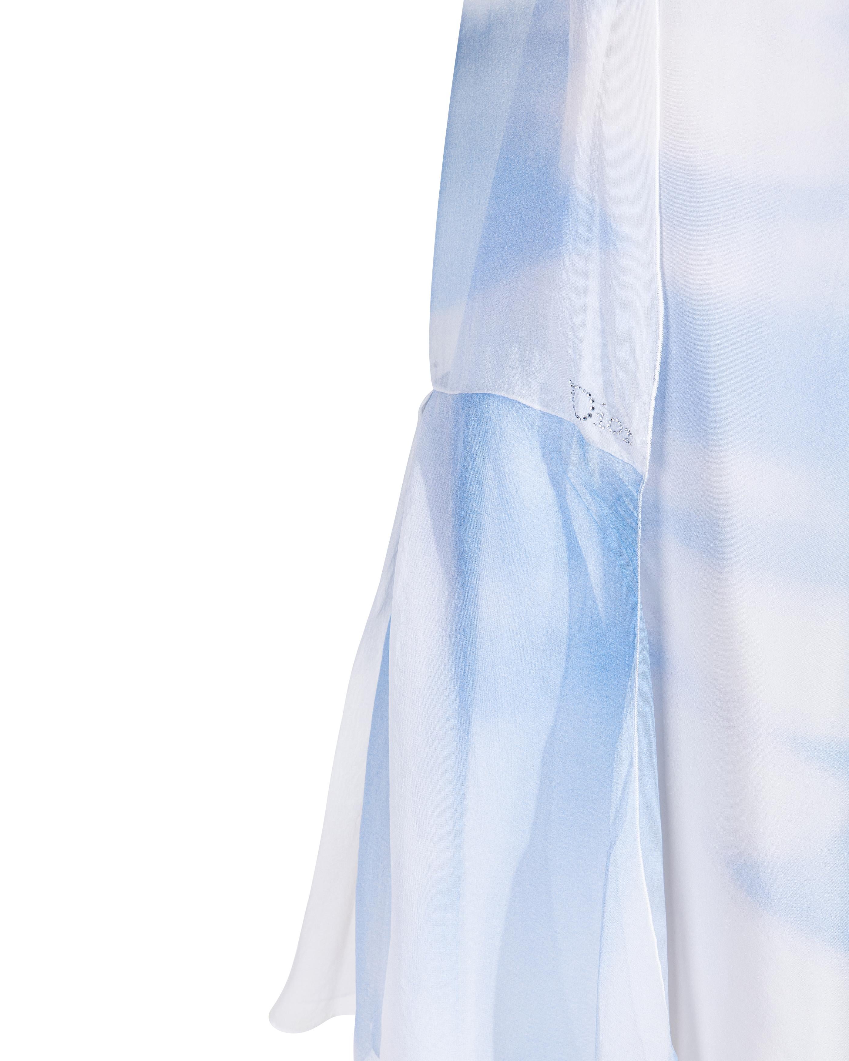 c. 2007 Christian Dior by John Galliano Cloud Print Silk Dress and Stole 4