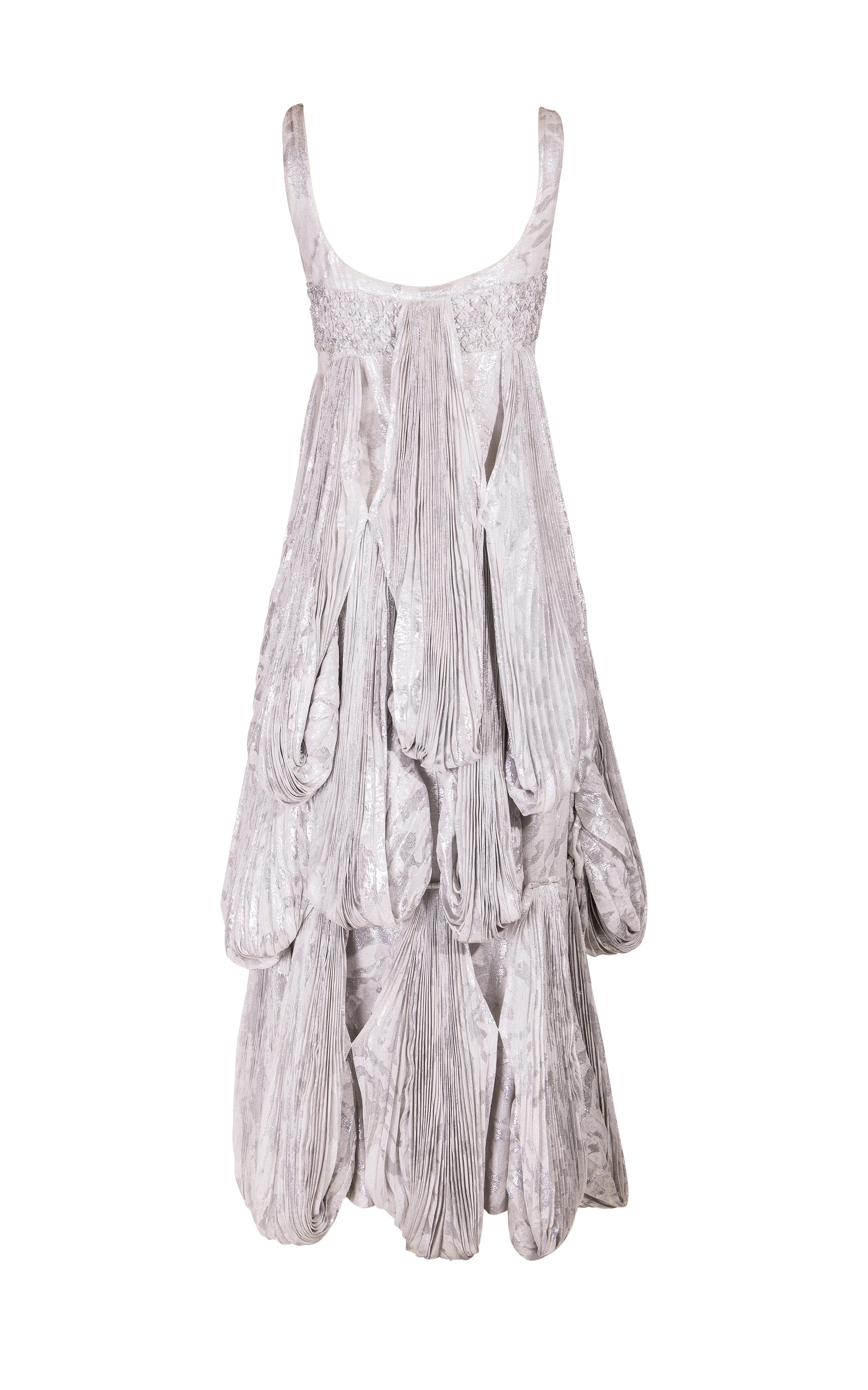 Women's C. 2008 Byblos by Manuel Facchini Silver Pleated Loop Gown