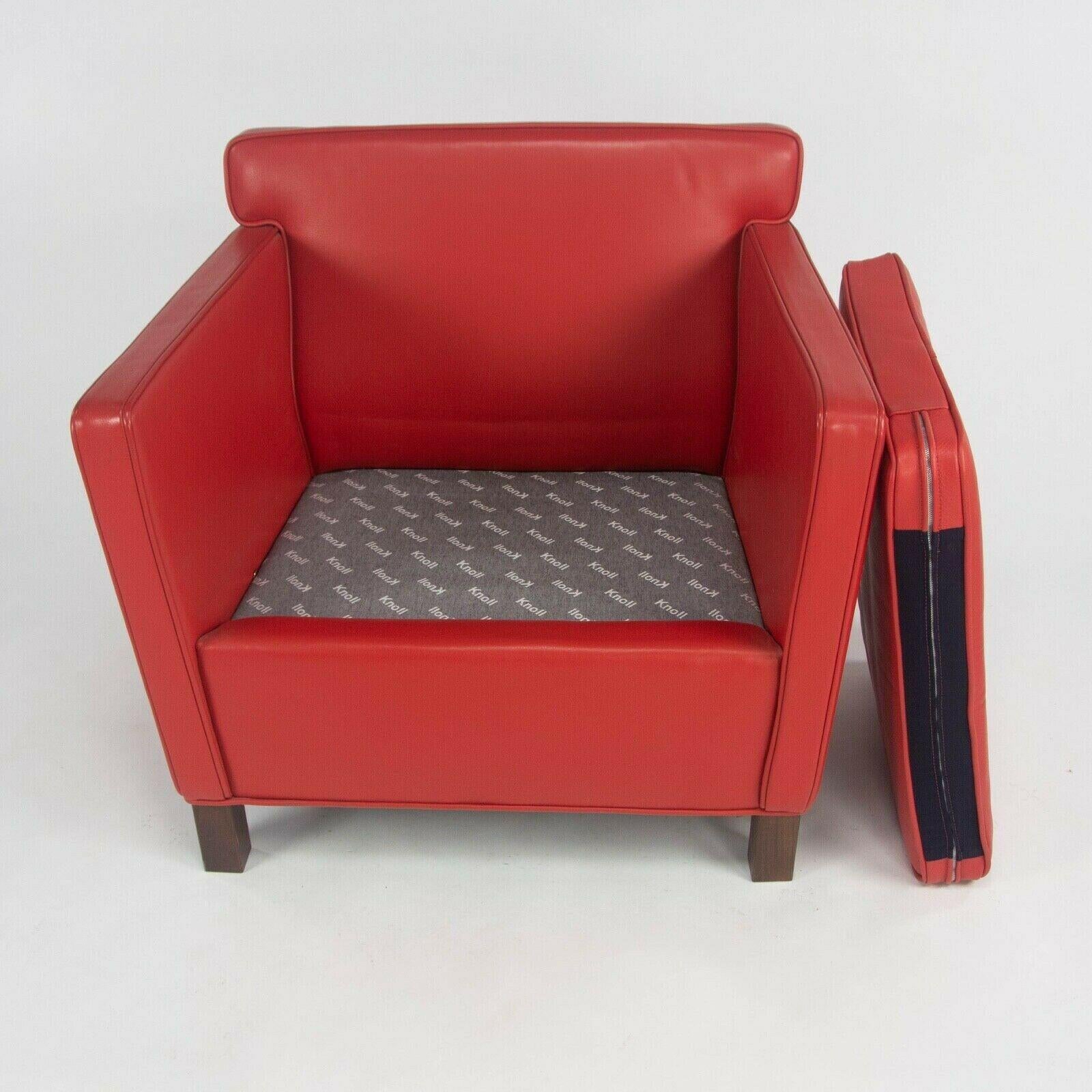 C. 2009 Pair of Mies Van Der Rohe Knoll Krefeld Lounge Chairs in Red Leather For Sale 6