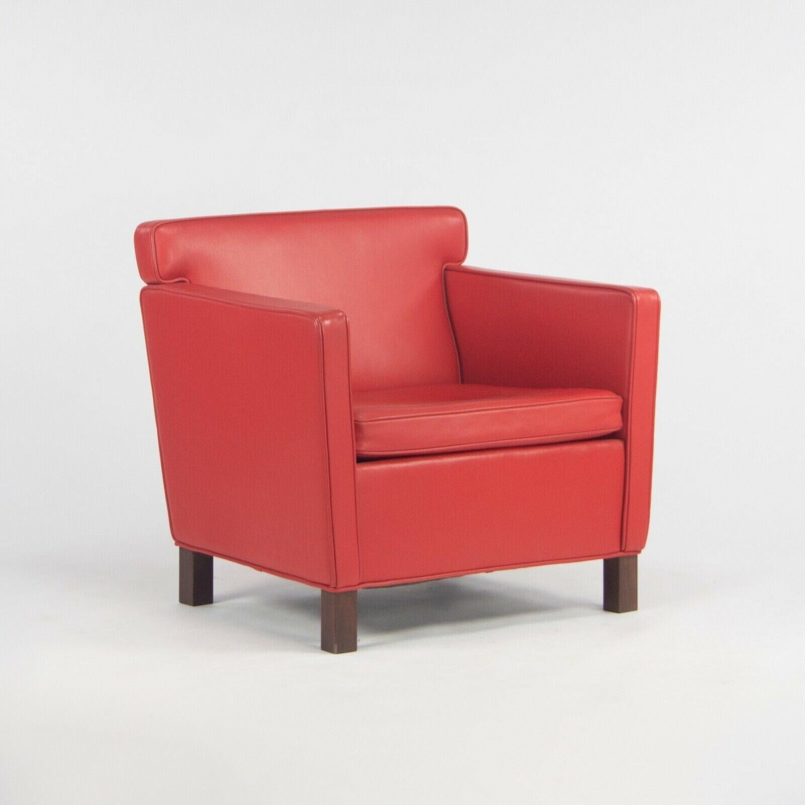 Modern C. 2009 Pair of Mies Van Der Rohe Knoll Krefeld Lounge Chairs in Red Leather For Sale