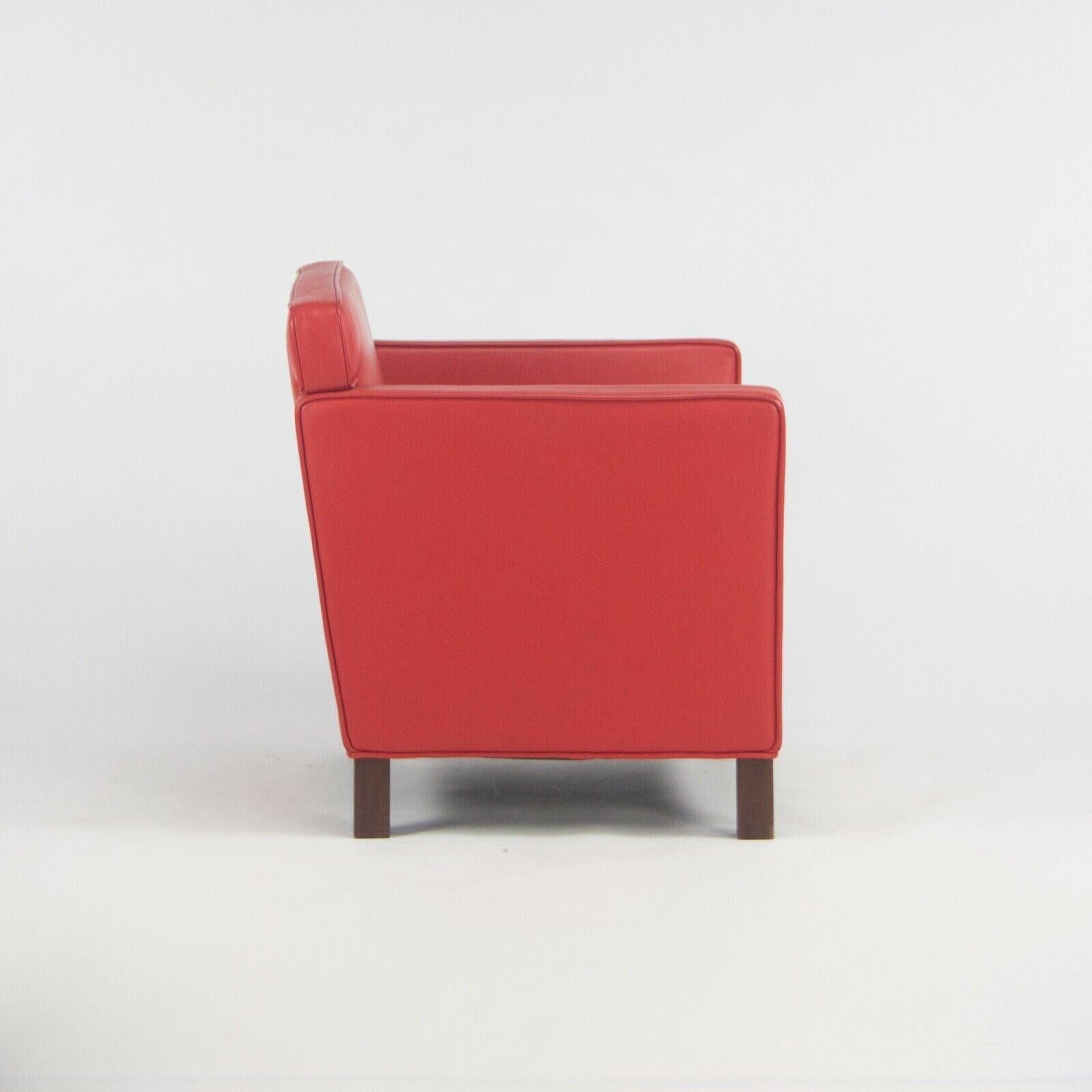 American C. 2009 Pair of Mies Van Der Rohe Knoll Krefeld Lounge Chairs in Red Leather For Sale