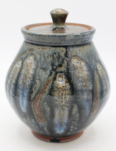 C. 2010-12 Mark Hewitt Pottery by Apprentice Seth Guzovsky Colorful Covered Jar