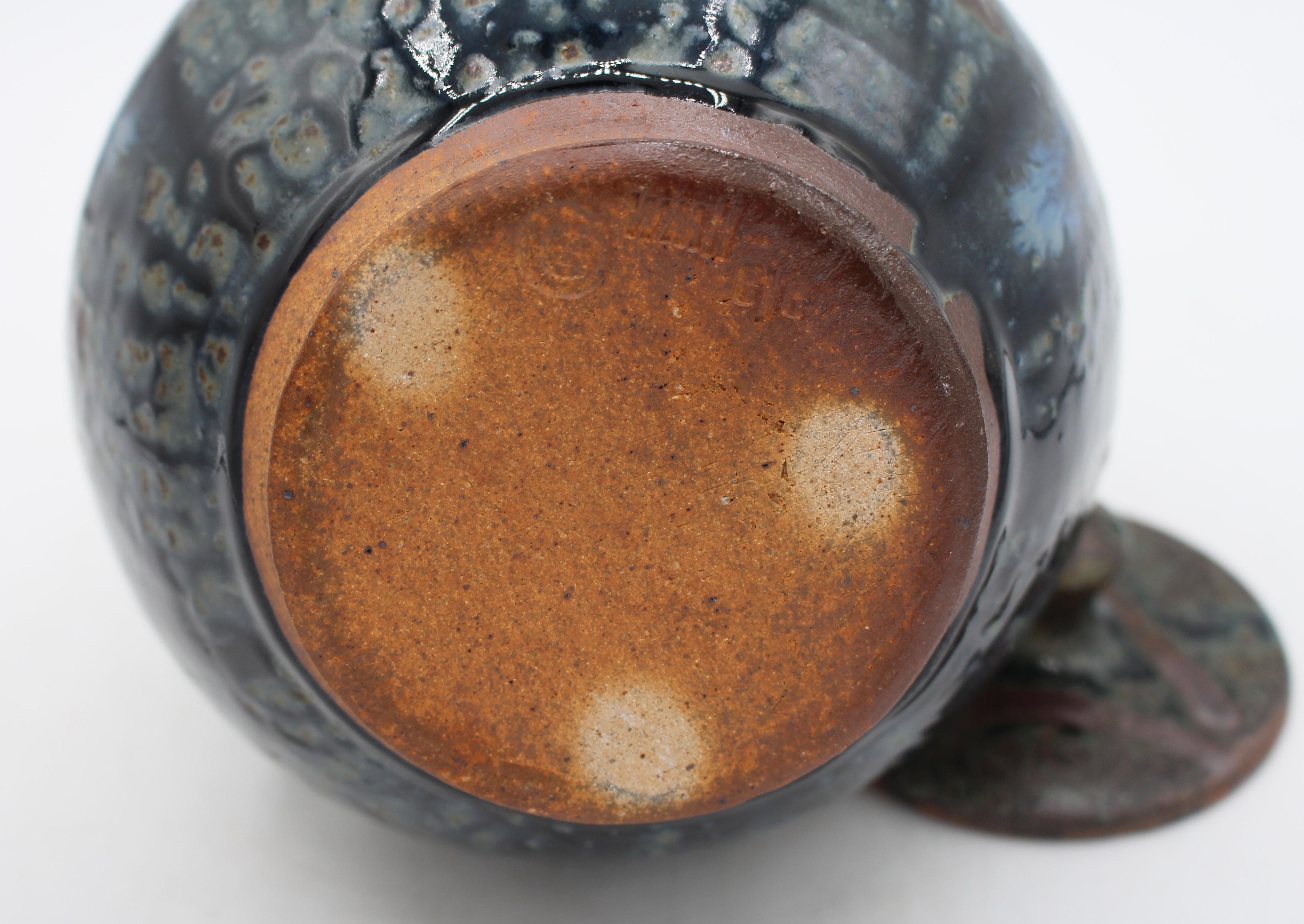C. 2010-12 Mark Hewitt Pottery by Apprentice Seth Guzovsky Colorful Covered Jar For Sale 2