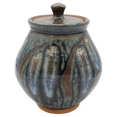 C. 2010-12 Mark Hewitt Pottery by Apprentice Seth Guzovsky Colorful Covered Jar