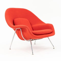 C. 2010 Eero Saarinen for Knoll Full-Size Womb Chair in Crimson Red Boucle