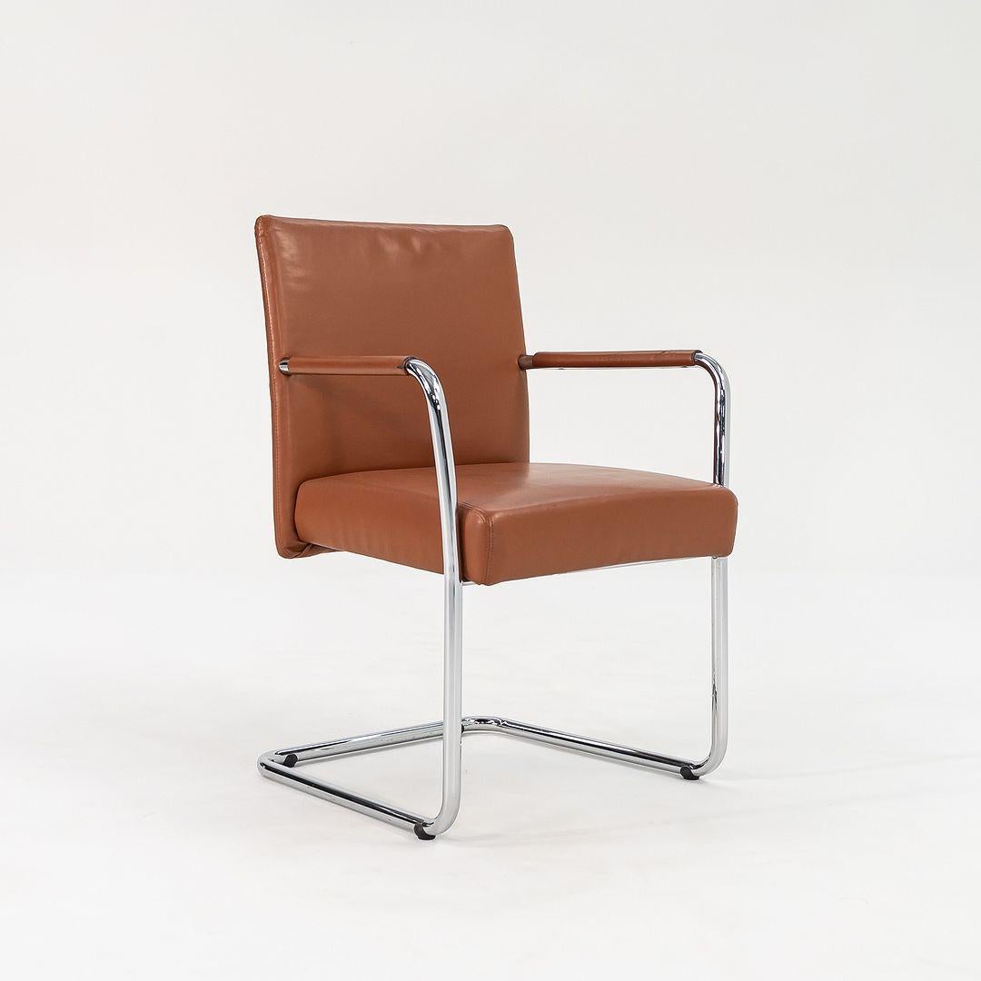 Chrome C. 2010 Paire de chaises cantilever coulissantes en cuir cognac Brayton Switch en vente