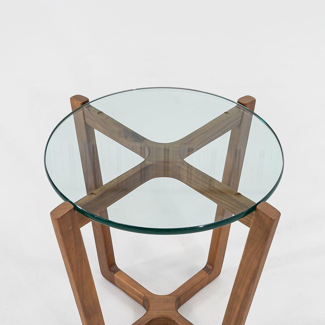 C. 2016 Brad Ascalon for Design Within Reach Side Table in Walnut and Glass Top 6