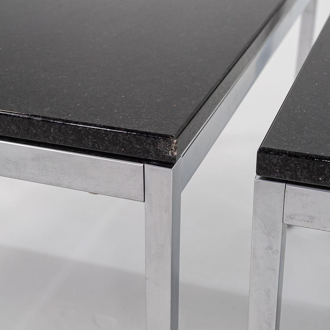 Modern C. 2016 Florence Knoll Square Coffee or End Table w/ Steel Base and Granite Top For Sale