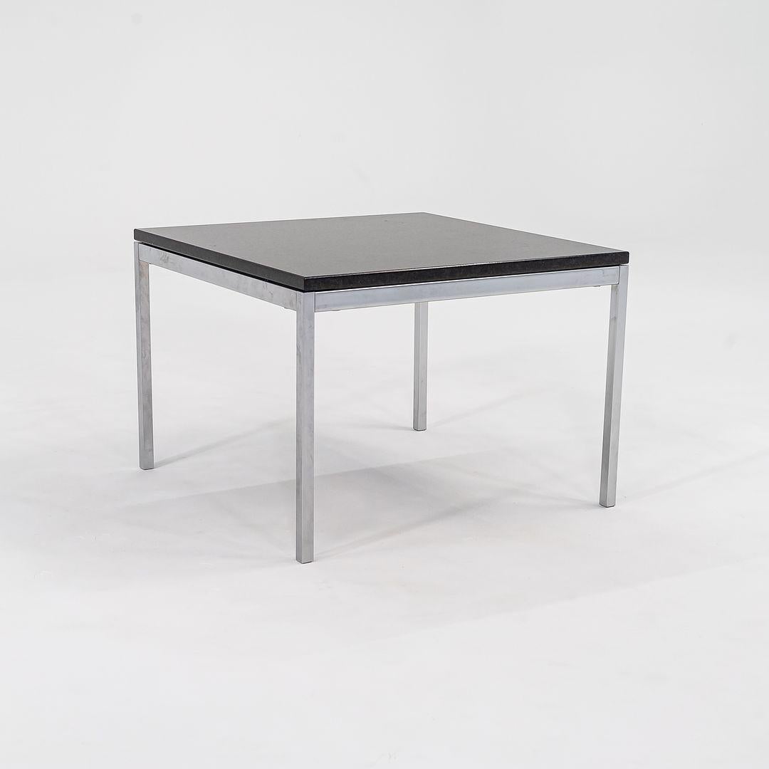 Contemporary C. 2016 Florence Knoll Square Coffee or End Table w/ Steel Base and Granite Top For Sale