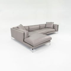 C. 2018 Como Modulares Sofa aus grauem italienischem Leder von Giorgio Soressi