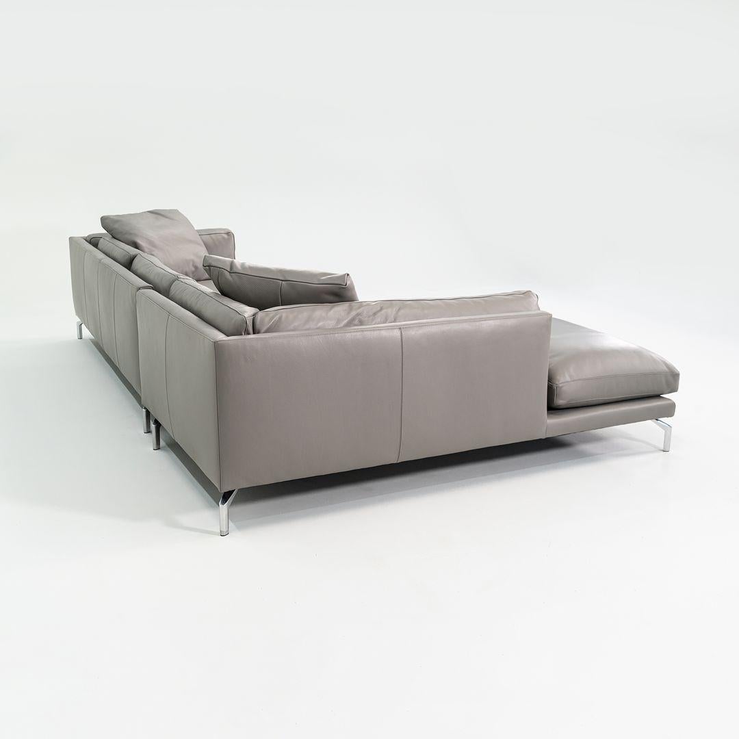C. 2018 Como Modulares Sofa aus grauem italienischem Leder von Giorgio Soressi (Italienisch) im Angebot