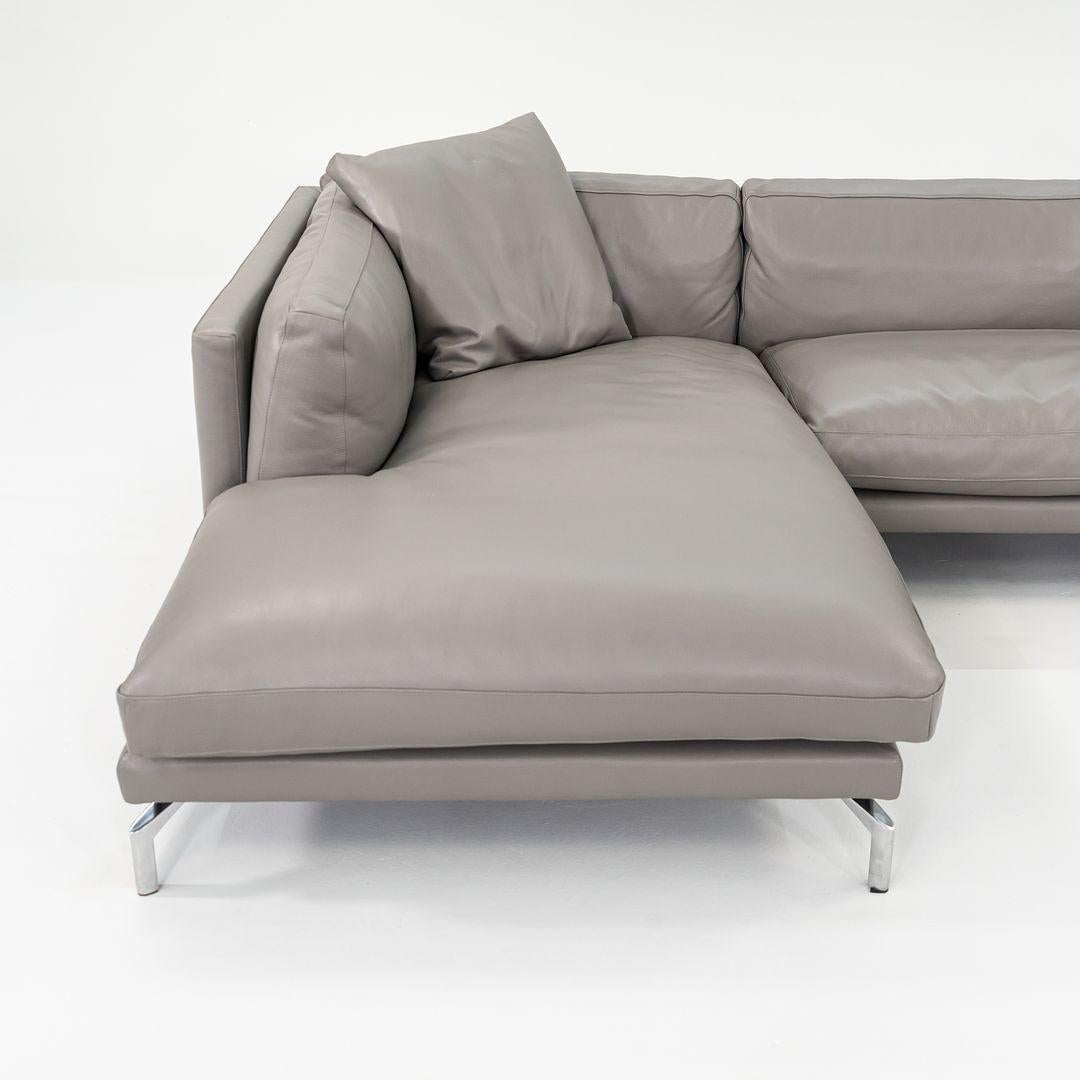 C. 2018 Como Modulares Sofa aus grauem italienischem Leder von Giorgio Soressi (Stahl) im Angebot