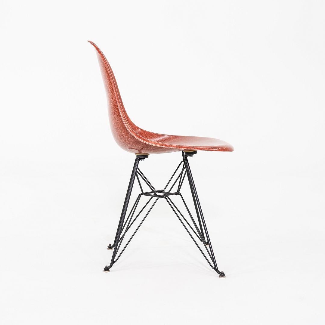 Contemporary C. 2018 Eames Modernica Side / Dining Chair in Red Fiberglass with Eiffel Base For Sale