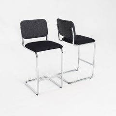 C. 2020 In-Box Marcel Breuer for Knoll Cesca Bar Stool in Gray and Black Fabric