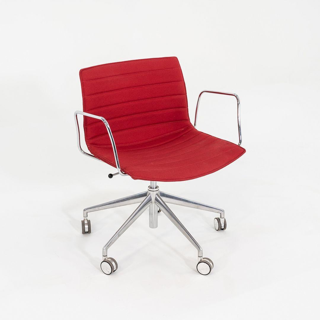 Italian C. 2020 Lievore Altherr Molina for Arper Catifa Desk Chair w/ Arms in Red Fabric For Sale