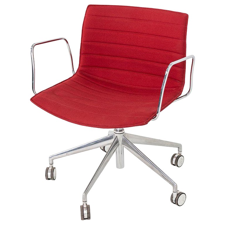 C. 2020 Lievore Altherr Molina for Arper Catifa Desk Chair w/ Arms in Red Fabric For Sale