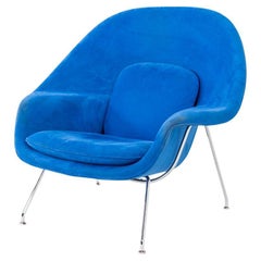 C. 2020s Eero Saarinen for Knoll Womb Lounge Chair in Blue Fabric