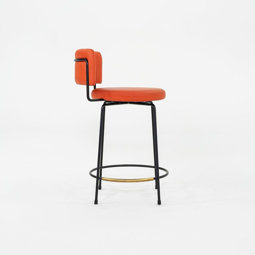 Powder-Coated C. 2022 Grazia & Co Diiva Swivel Counter Stool in Orange 2x Available For Sale