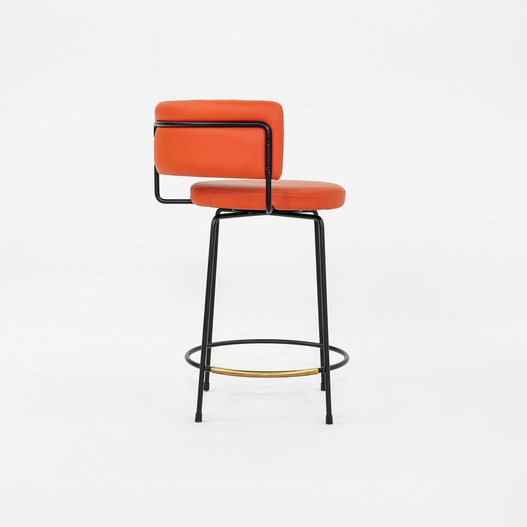 Contemporary C. 2022 Grazia & Co Diiva Swivel Counter Stool in Orange 2x Available For Sale