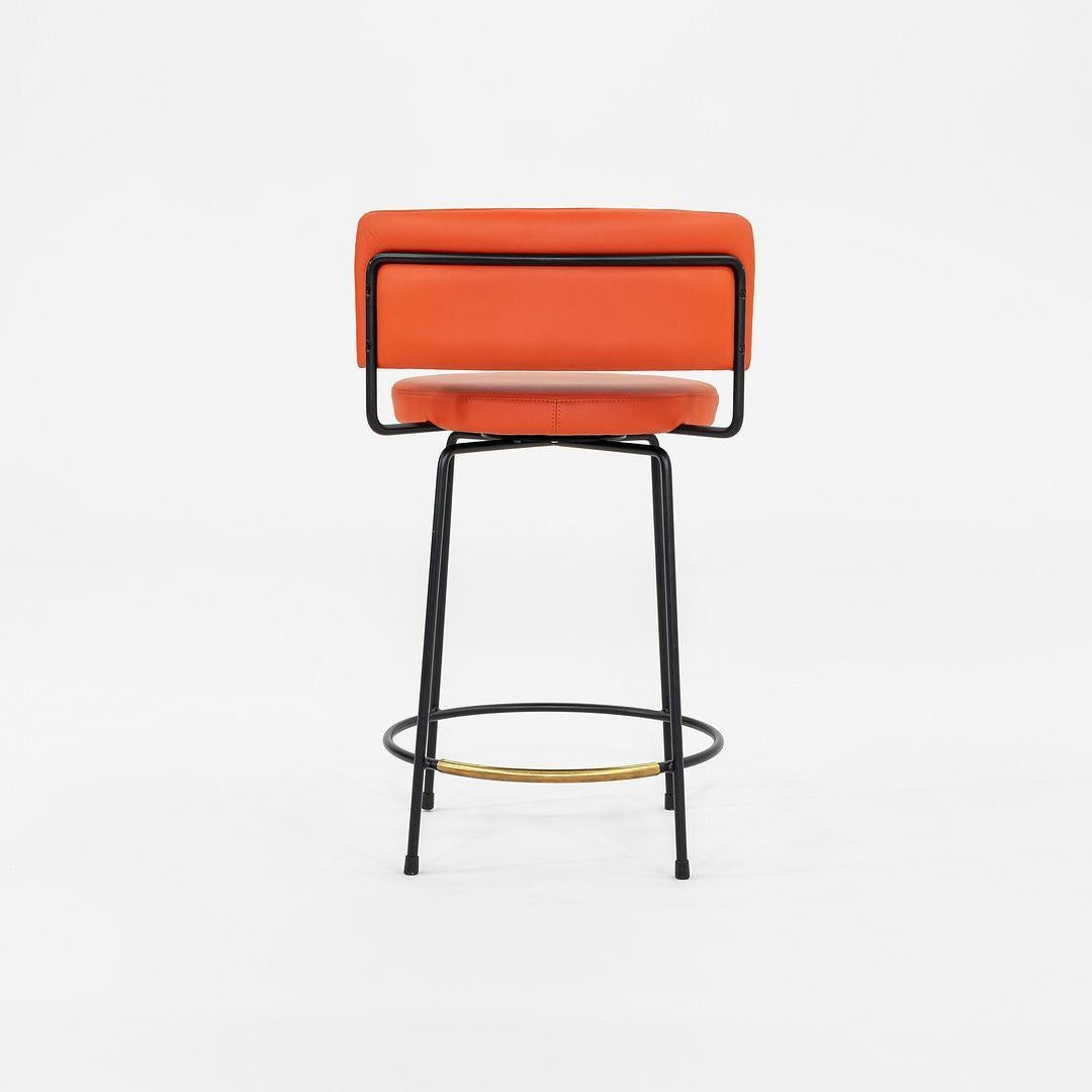 Brass C. 2022 Grazia & Co Diiva Swivel Counter Stool in Orange 2x Available For Sale