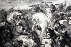 C.-A. Waltner (1846-1925) Kupferstich einer Skizze des berühmten Eugène Delacroix