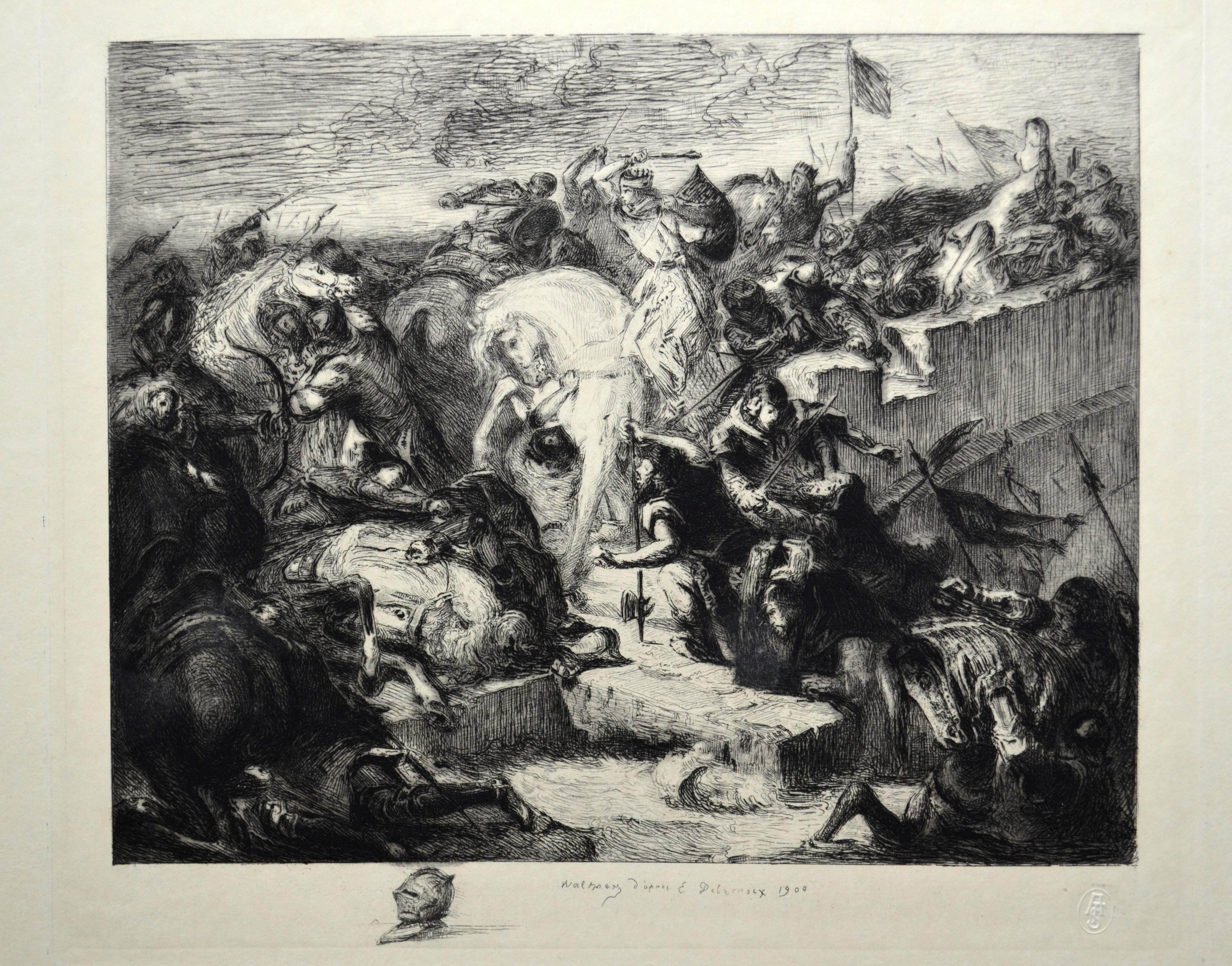 C.-A. Waltner (1846-1925) Kupferstich einer Skizze des berühmten Eugène Delacroix (Französisch) im Angebot