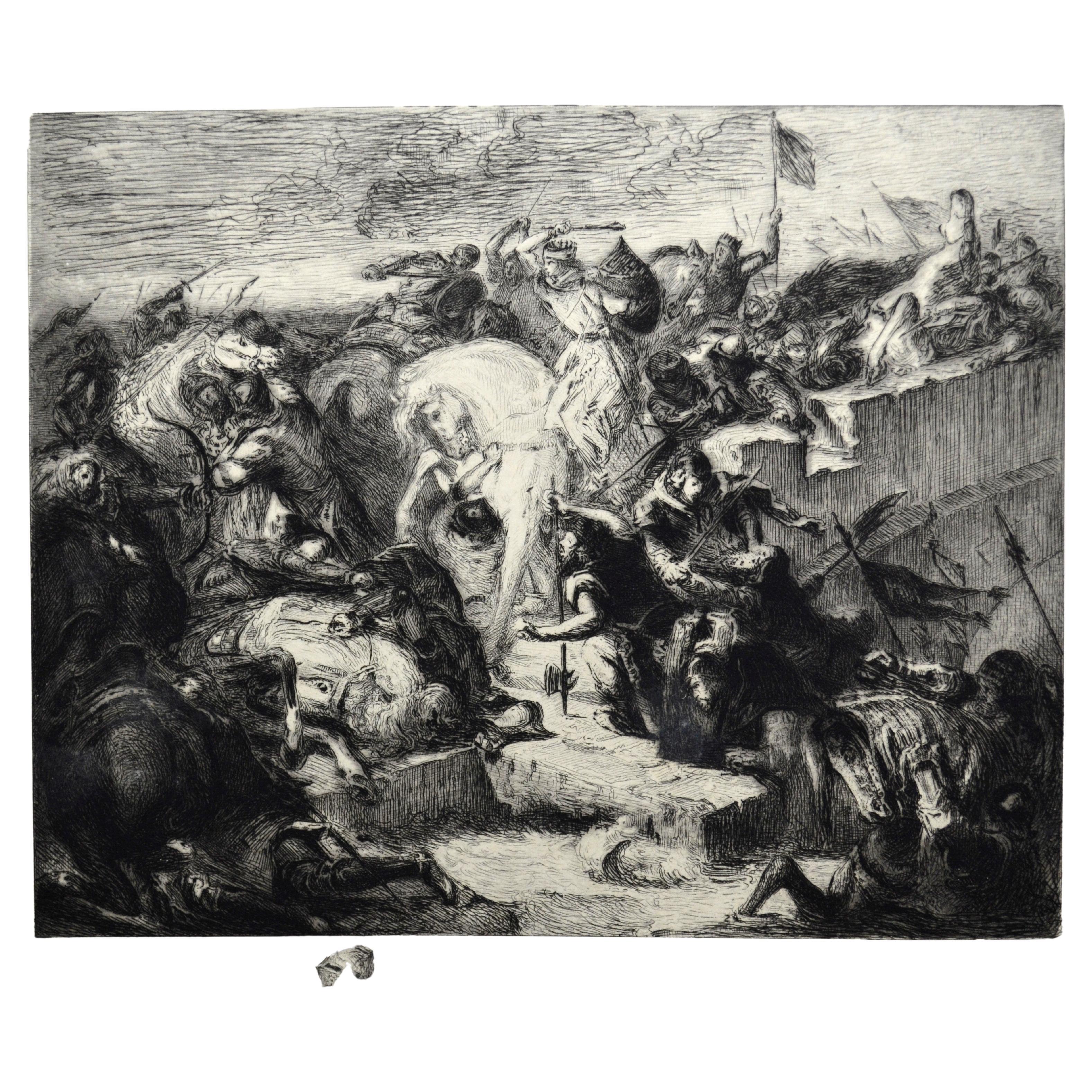 C.-A. Waltner (1846-1925) Kupferstich einer Skizze des berühmten Eugène Delacroix im Angebot