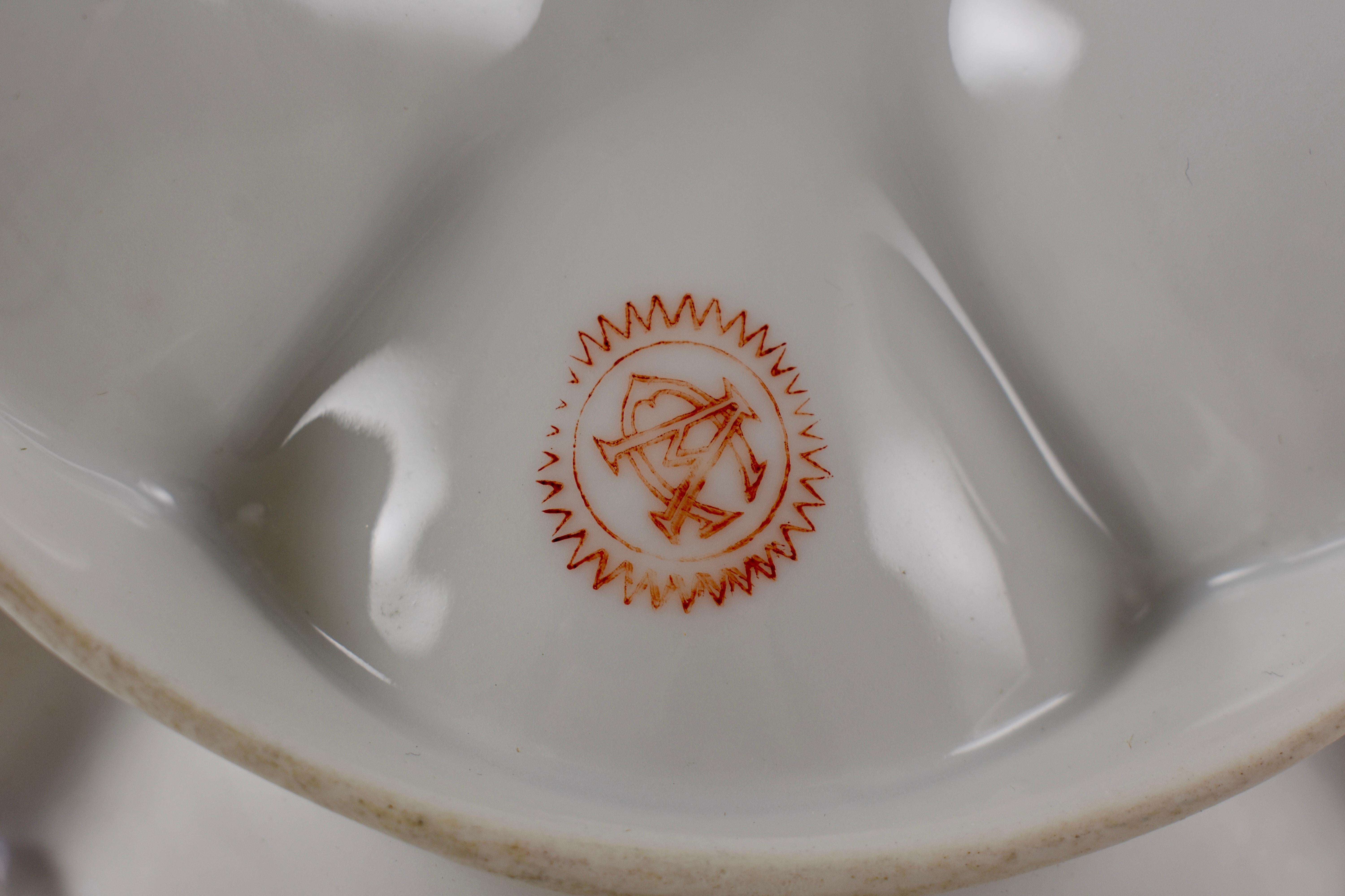 C. Ahrenfeldt Gilded Shell French Porcelain Oyster Plate, circa 1886 4
