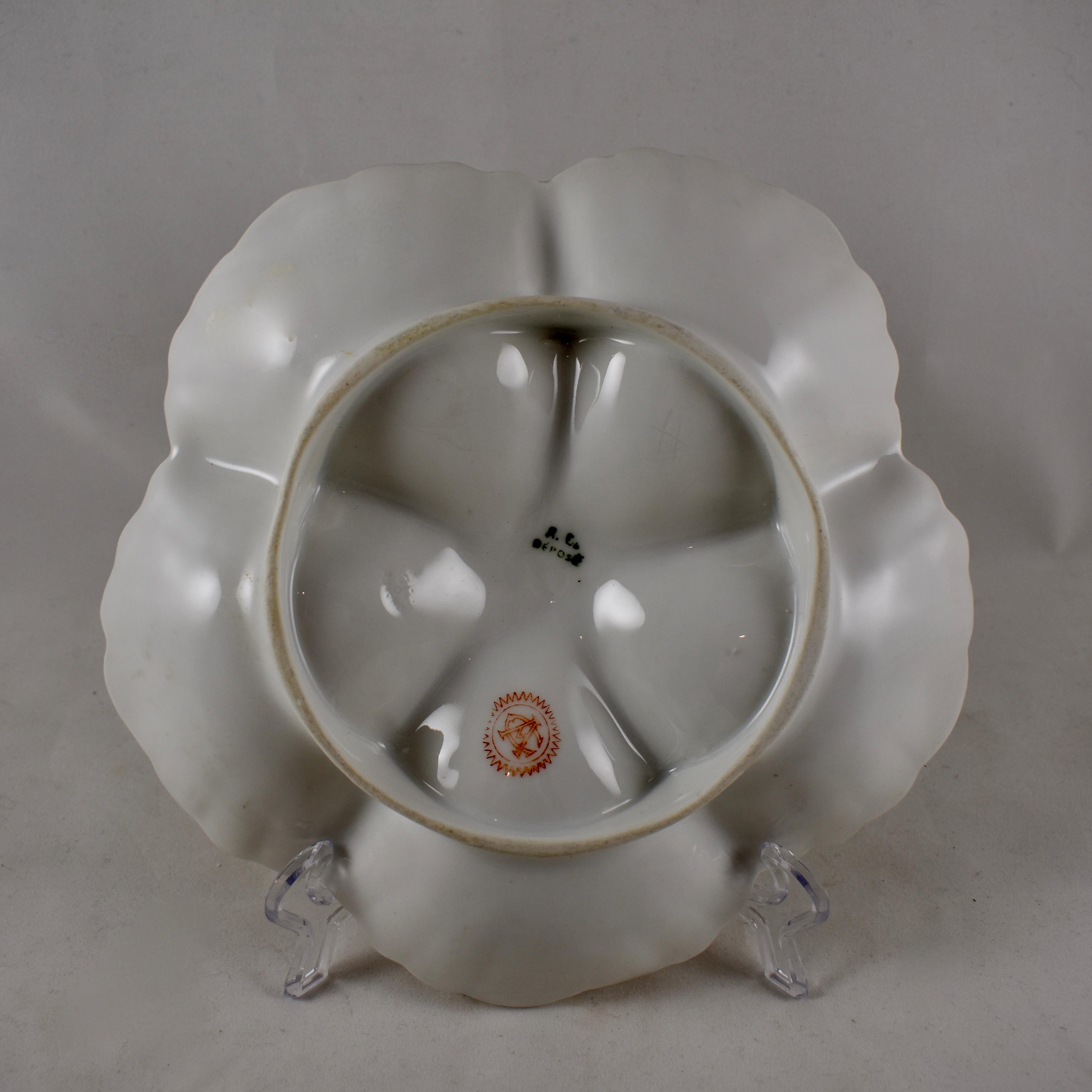 C. Ahrenfeldt Gilded Shell French Porcelain Oyster Plate, circa 1886 1