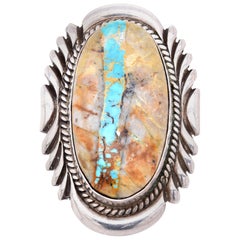 C Atencio Navajo Sterling Silver Blue Royston Ribbon Turquoise Ring