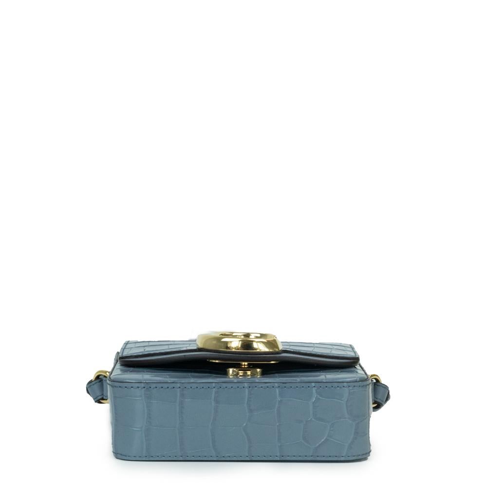 Gray C Bag in blue leather