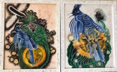 "The Stellar Jay Sun", Science-Fiction Diptych Oil Painting
