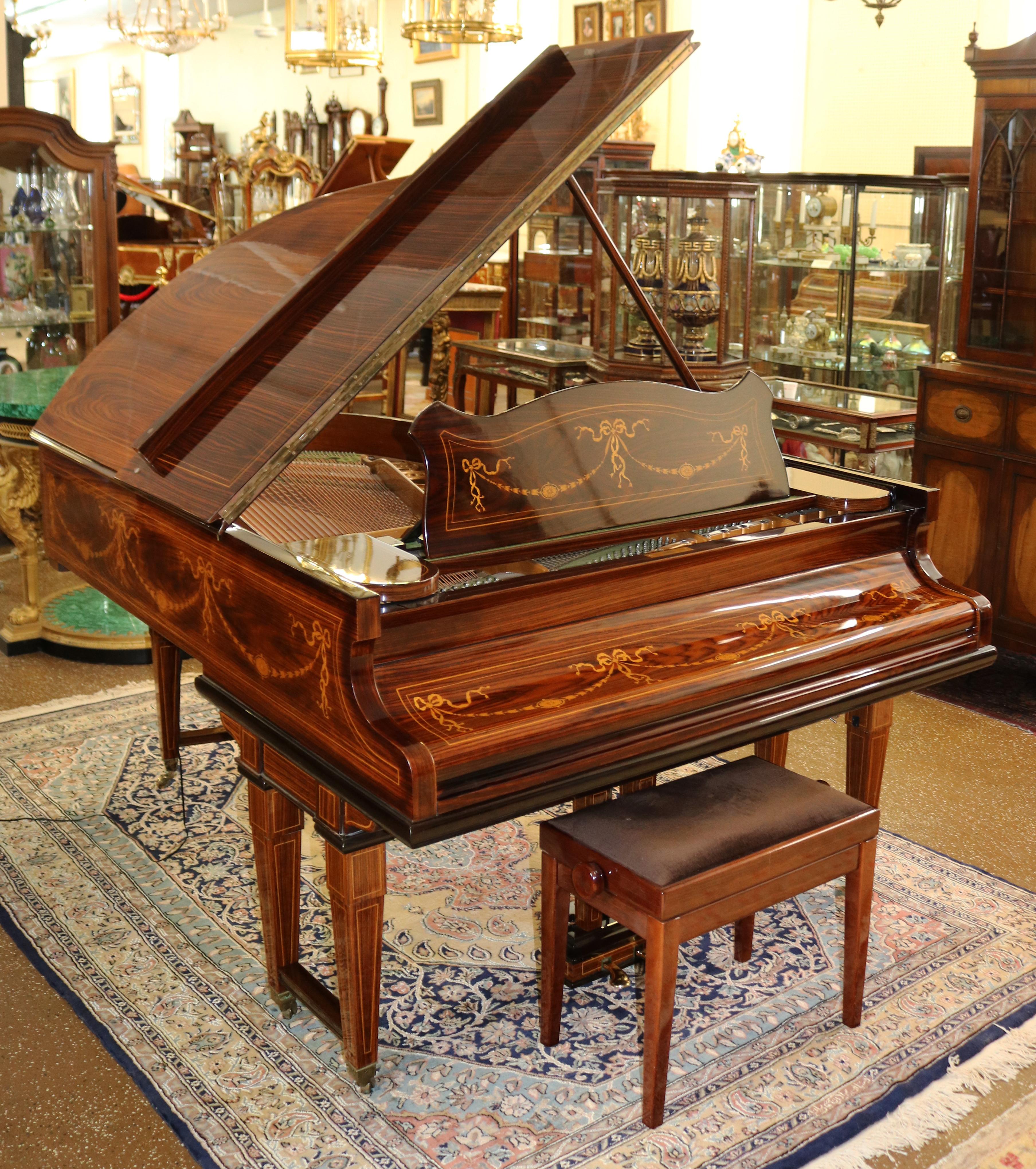 C Bechstein Rosewood Satinwood Inlaid Model A Player Piano  2
