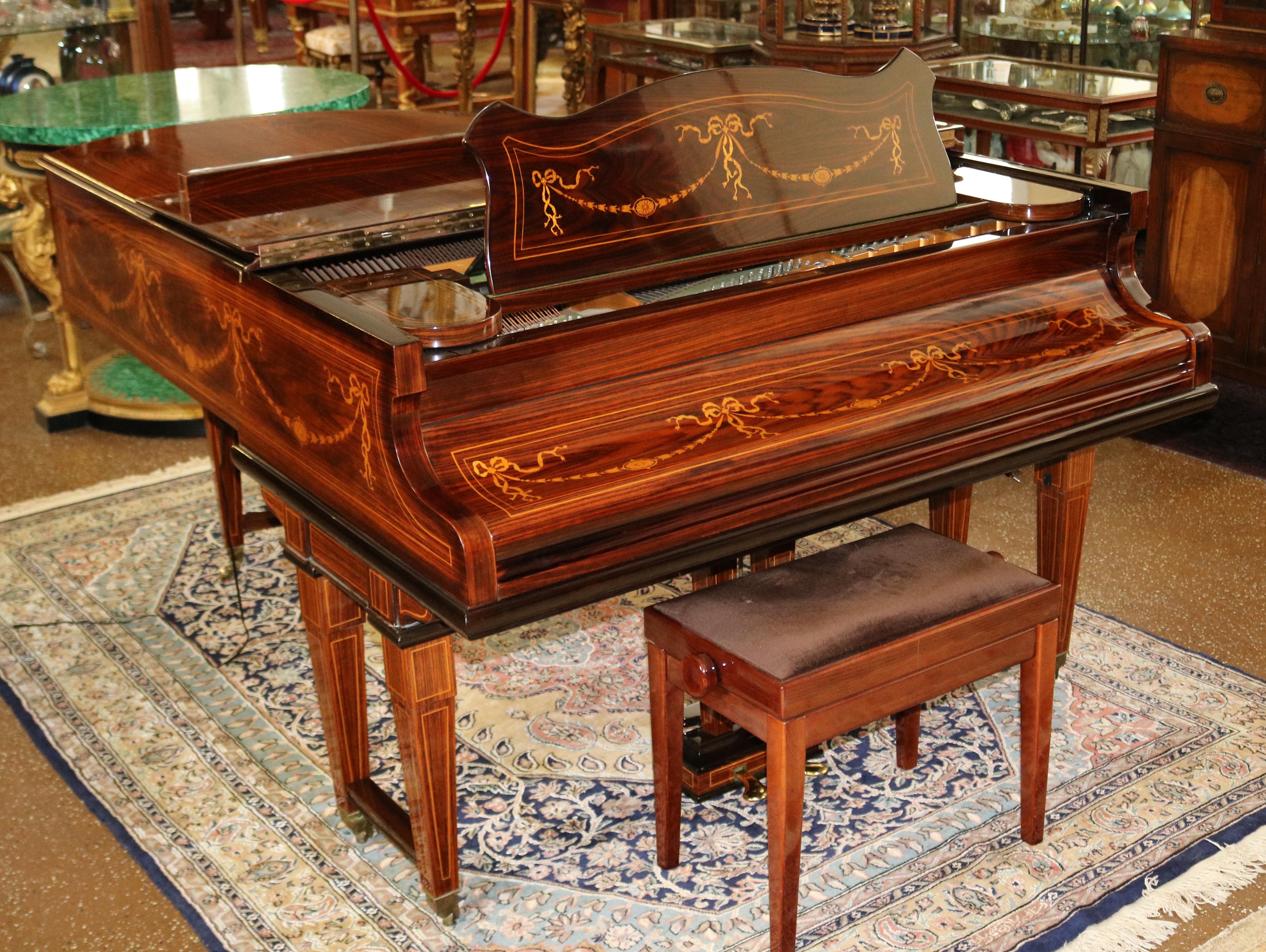 C Bechstein Rosewood Satinwood Inlaid Model A Player Piano  7