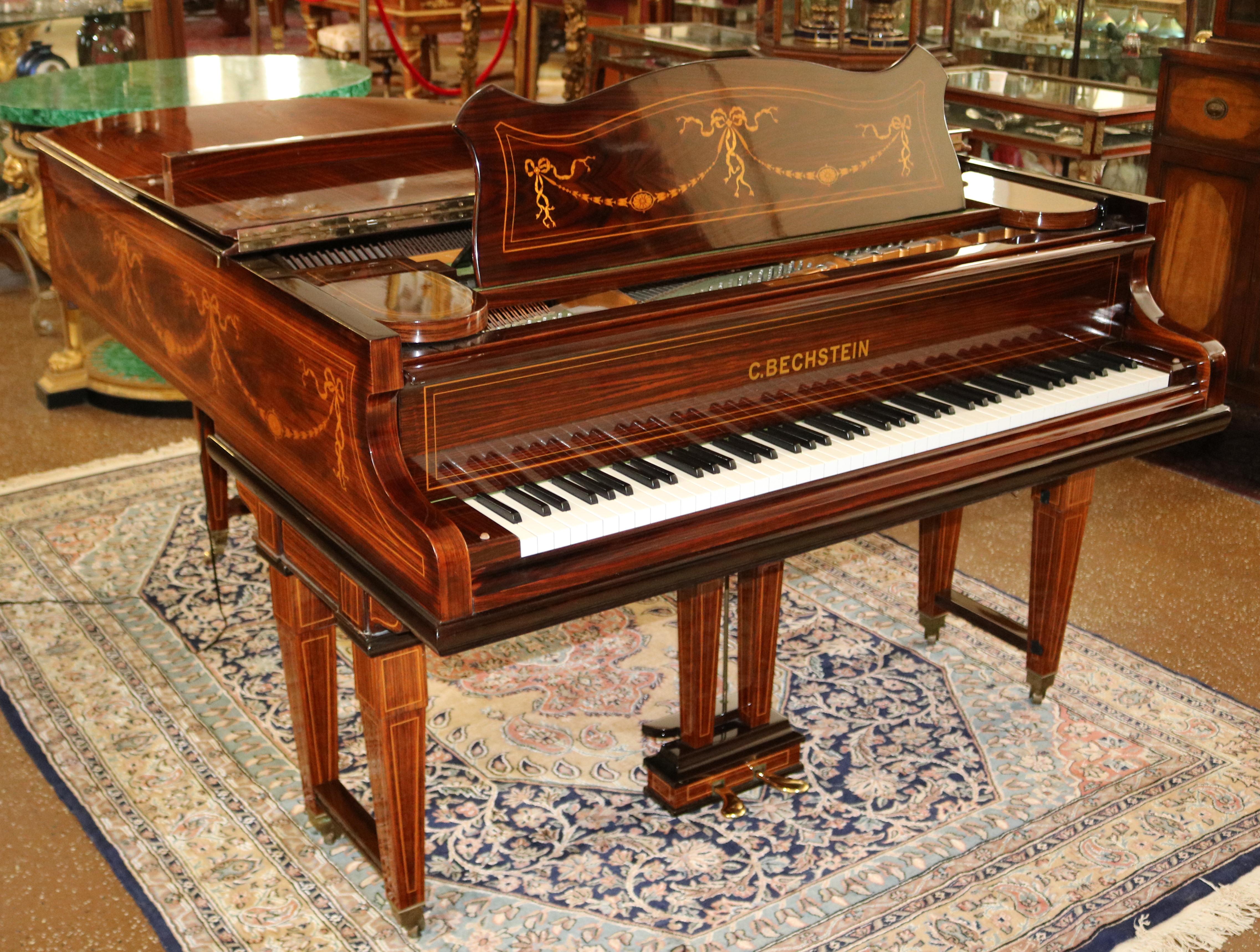 C Bechstein Rosewood Satinwood Inlaid Model A Player Piano 10