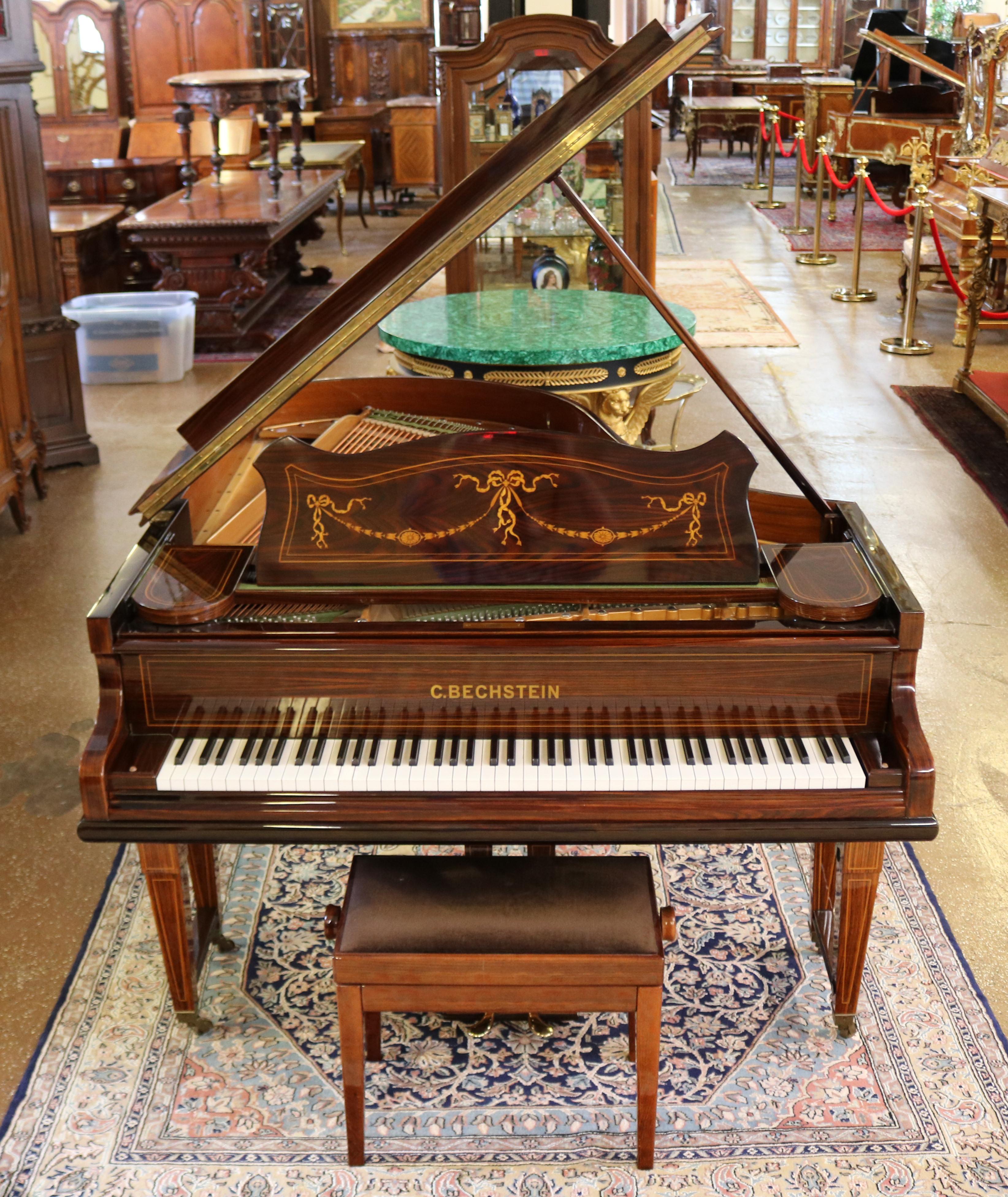 Adam Style C Bechstein Rosewood Satinwood Inlaid Model A Player Piano 