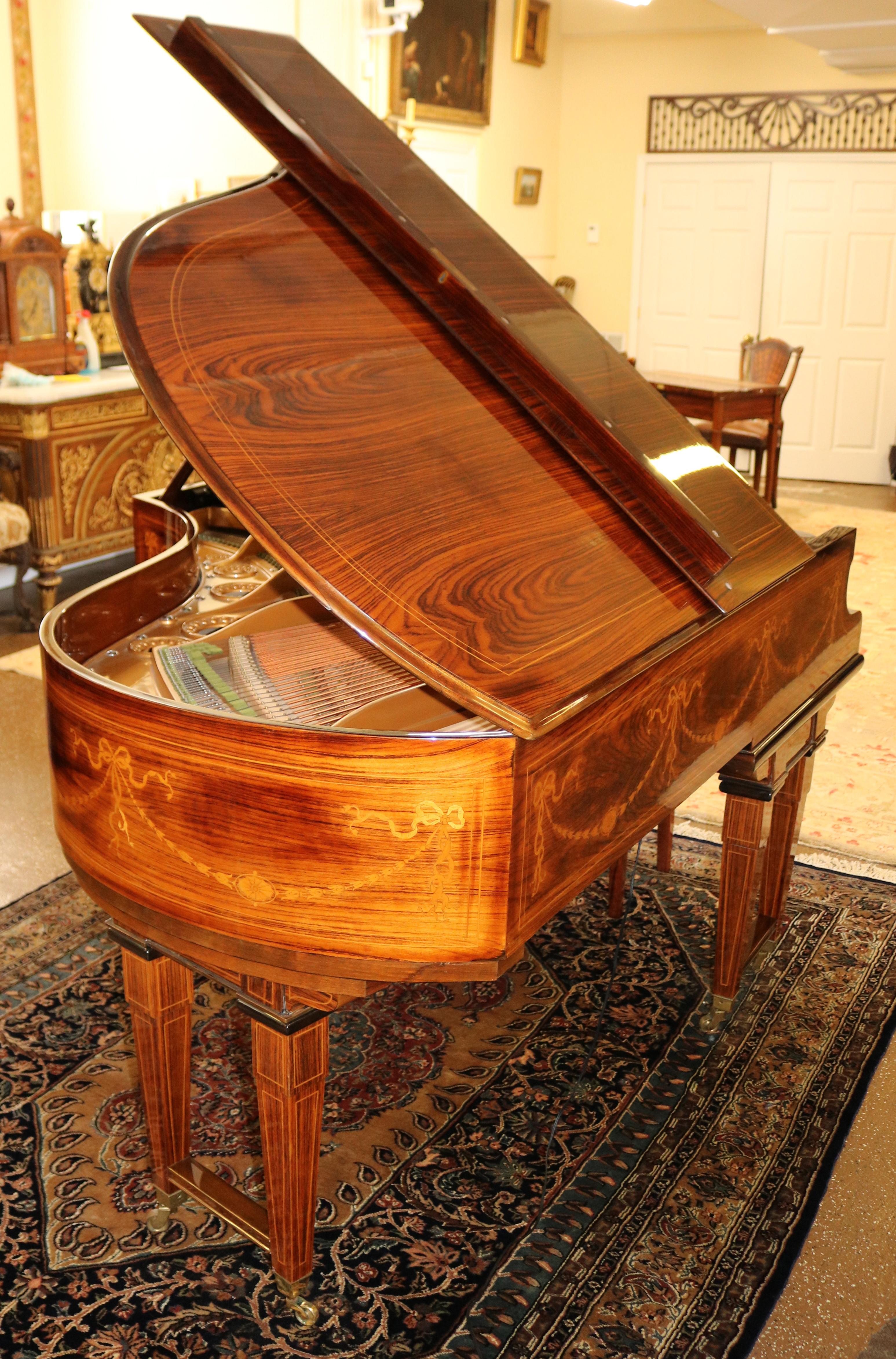 Hand-Carved C Bechstein Rosewood Satinwood Inlaid Model A Player Piano 
